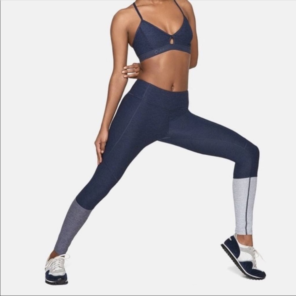 Outdoor Voices Dipped Tri Color Leggings blue